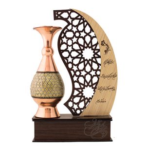 مینا کاری روی سفال ، تاریخچه و انواع آن 9 تندیس گلدان مس و خاتم 20 سانتی طرح مهر و ماه