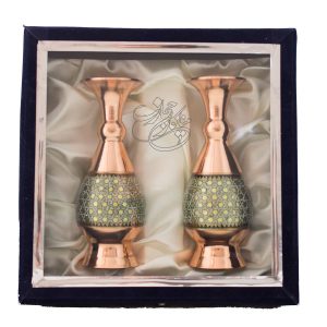 مینا کاری روی سفال ، تاریخچه و انواع آن 4 ست گلدان مس و خاتم کاری 16 سانت